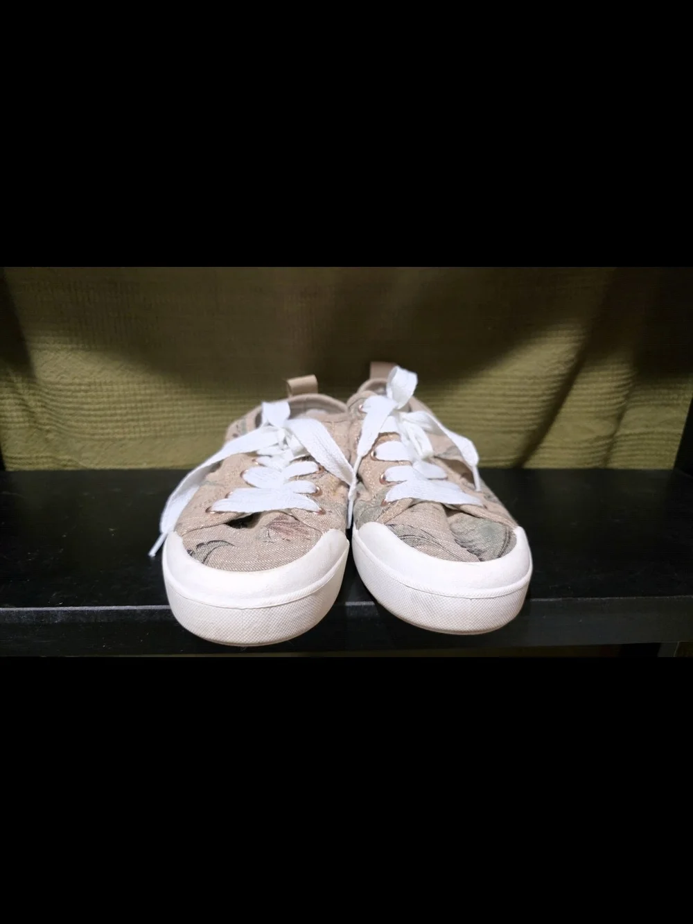 Roxy Beige Floral Canvas Sneakers with White Laces